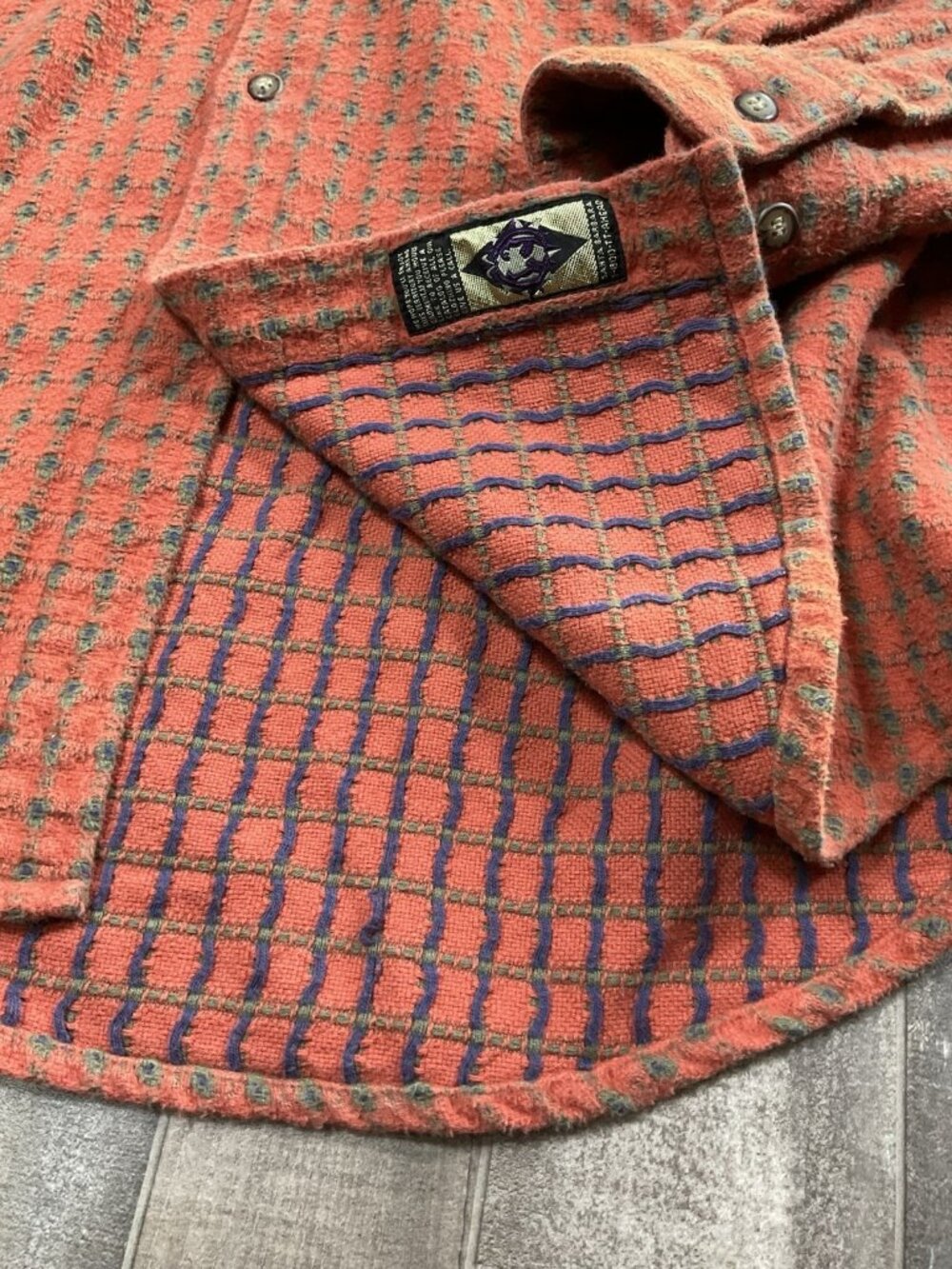 Territory Ahead Large Men’s Shirt Long Sleeve Rusty Orange & Green Heavy Woven - Picture 5 of 11